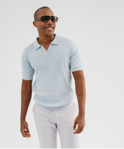Polo en maille côtelée à encolure ouverte homme[MISSING]
